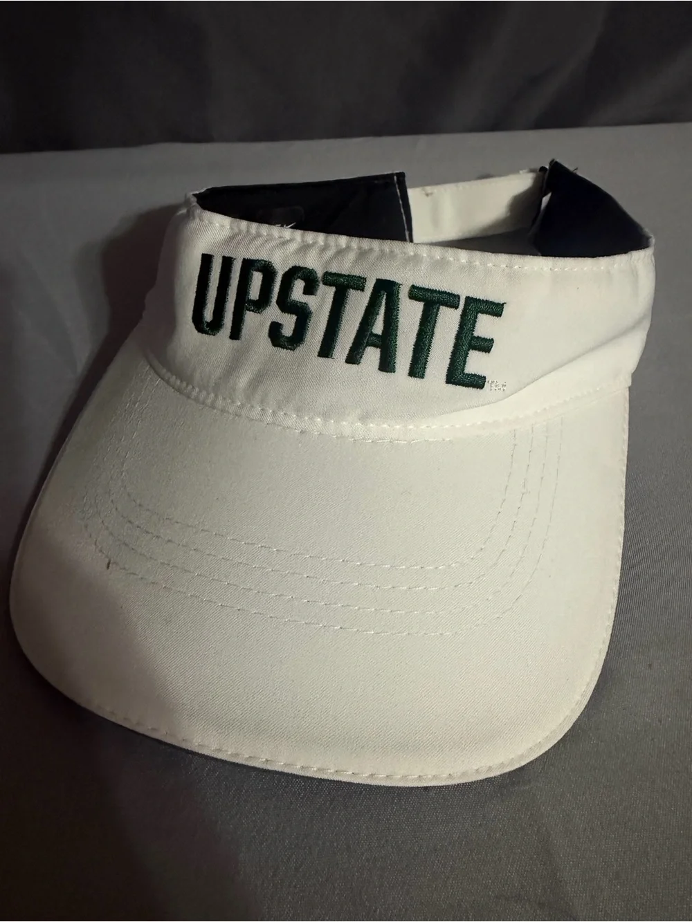 UPSTATE White Sun Visor with Green Embroidery
